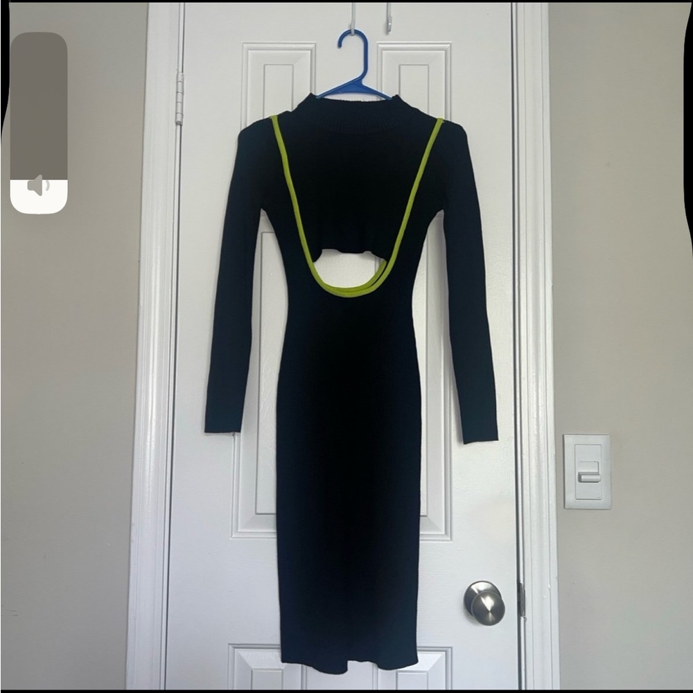 Fashion Nova Black and green midi dress very body